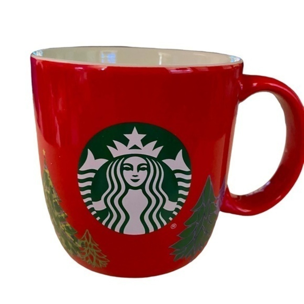 STARBUCKS 2020 Holiday MUG Red CHRISTMAS Trees Cup 18 Fl oz